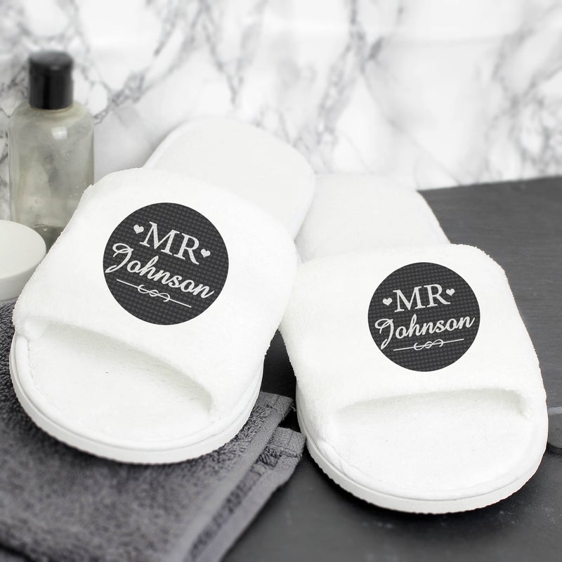 Pure Essence Greetings Personalised Mr Velour Slippers - Womens Flats & Flip Flops - British D'sire