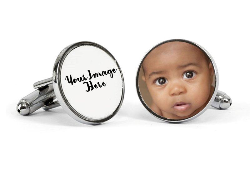 Pure Essence Greetings Personalised Round Design Photo Cufflinks - Men's Cuff Links - British D'sire Main image
