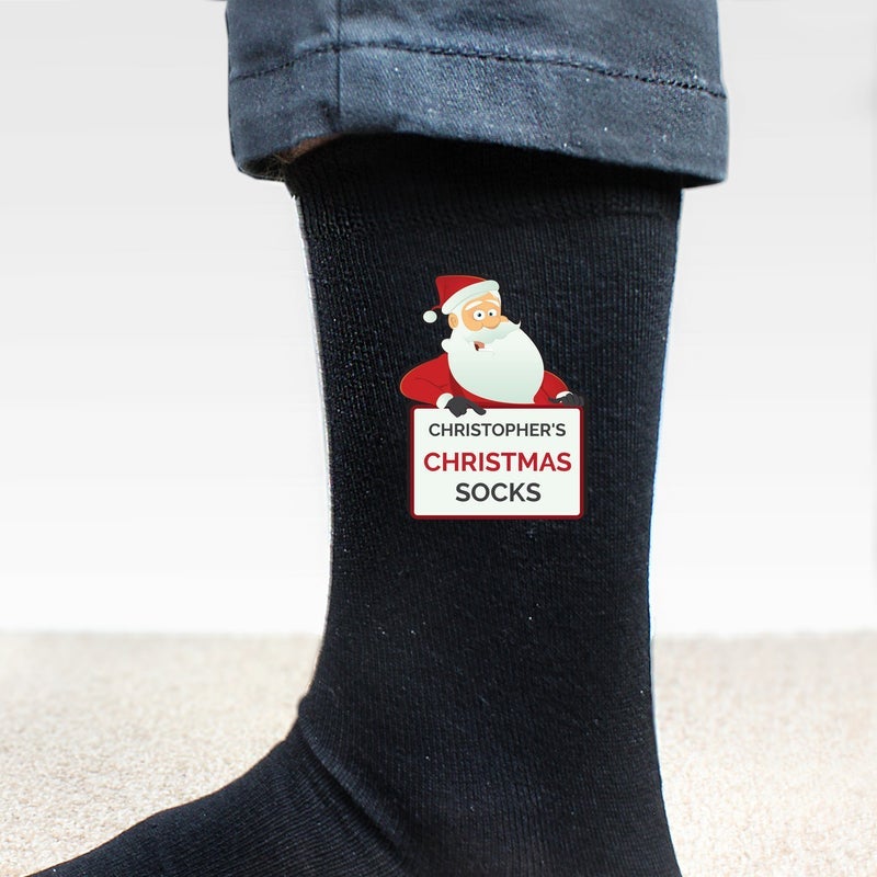 Pure Essence Greetings Personalised Santa Claus Christmas Socks - Mens Socks - British D'sire Main image
