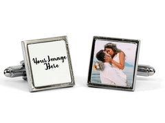 Pure Essence Greetings Personalised Square Design Photo Cufflinks - Mens Cuff Links - British D'sire