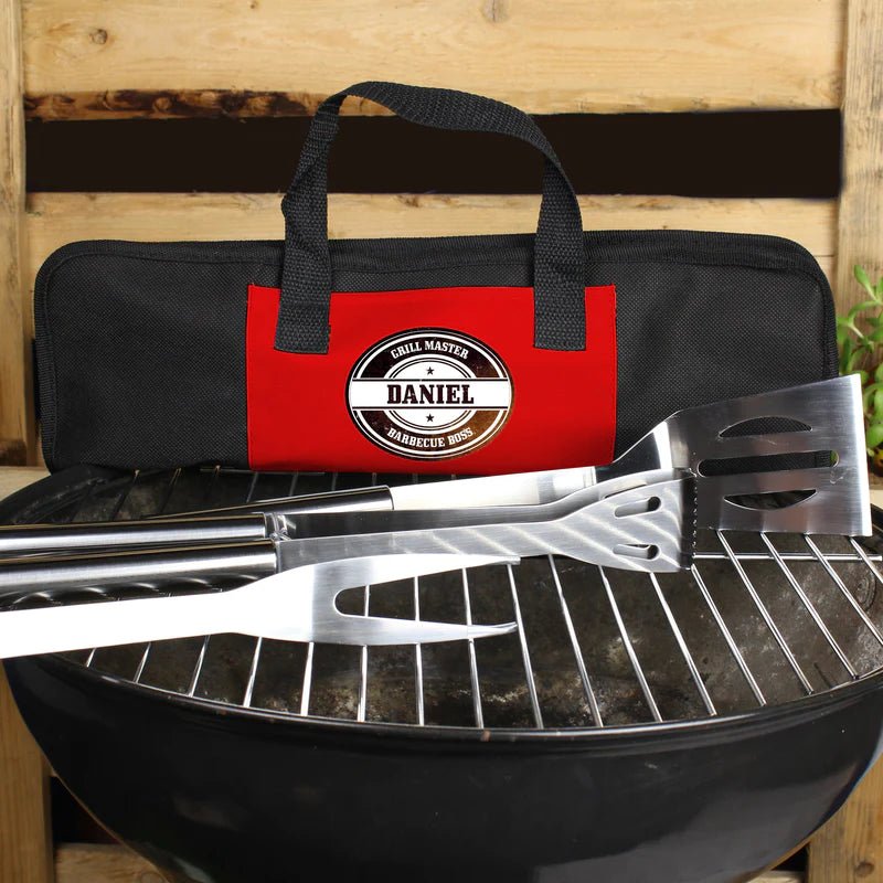 Pure Essence Greetings Personalised Stamp Stainless Steel BBQ Kit - Kitchen Tools & Gadgets - British D'sire