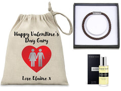 Pure Essence Greetings Personalised Valentine's Day Gift Set for Men, Yodeyma Parfum and EQ Leather Bracelet - Men's Grooming - British D'sire