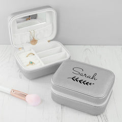 Pure Essence Greetings Personalised Wreath Silver Travel Jewellery Case - Jewellery Packaging & Displays - British D'sire