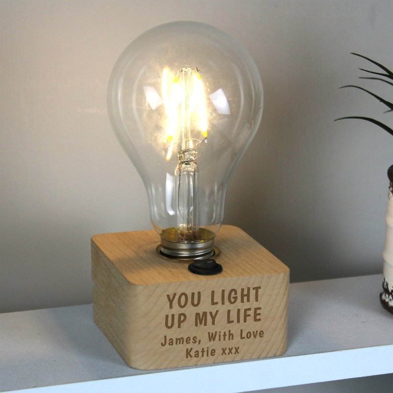 Pure Essence Greetings Personalised You Light Up My Life LED Bulb Table Lamp - Lamps & Shades - British D'sire