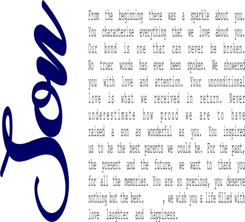 Pure Essence Greetings Son Personalised Poem Print Framed/Unframed - Housings & Frames - British D'sire