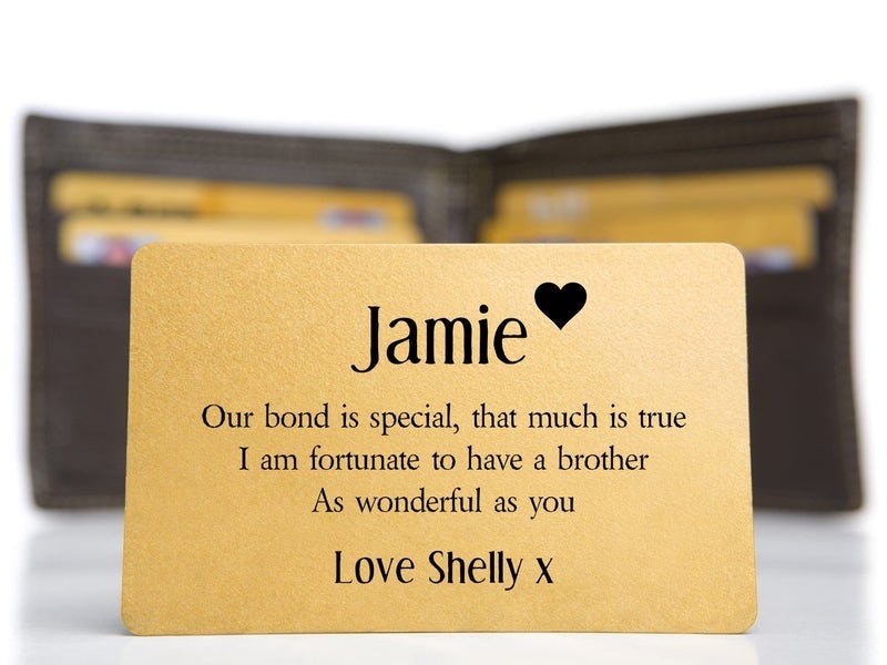 Pure Essence Greetings Special Bond Personalised Brother Keepsake Mini Wallet Cards - Wallet Cards - British D'sire