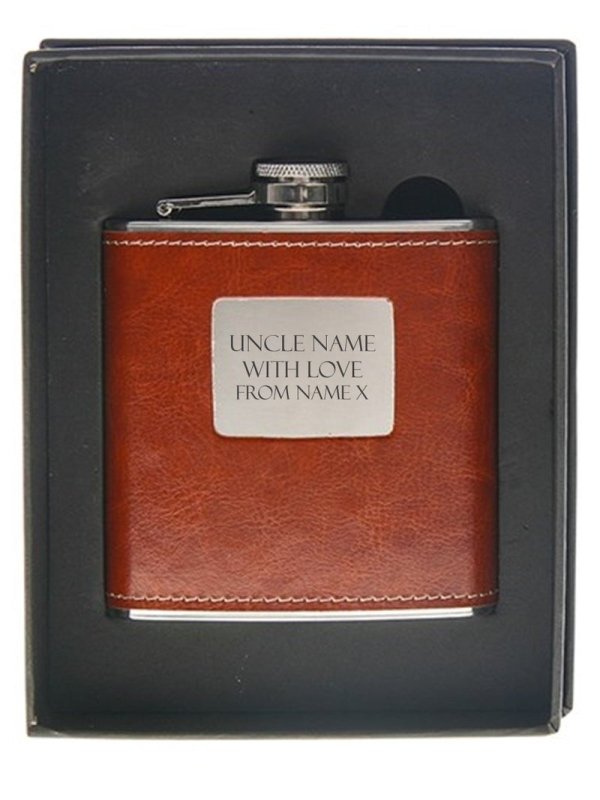 Pure Essence Greetings Uncle Personalised Hip Flask - Bottles & Thermos - British D'sire