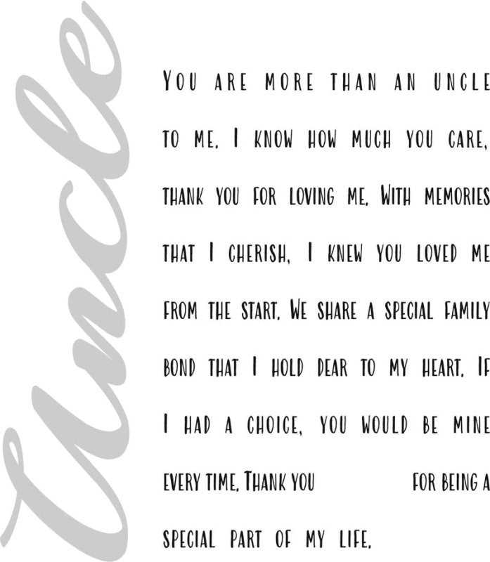 Pure Essence Greetings Uncle Personalised Verse Framed/Unframed Secondary image