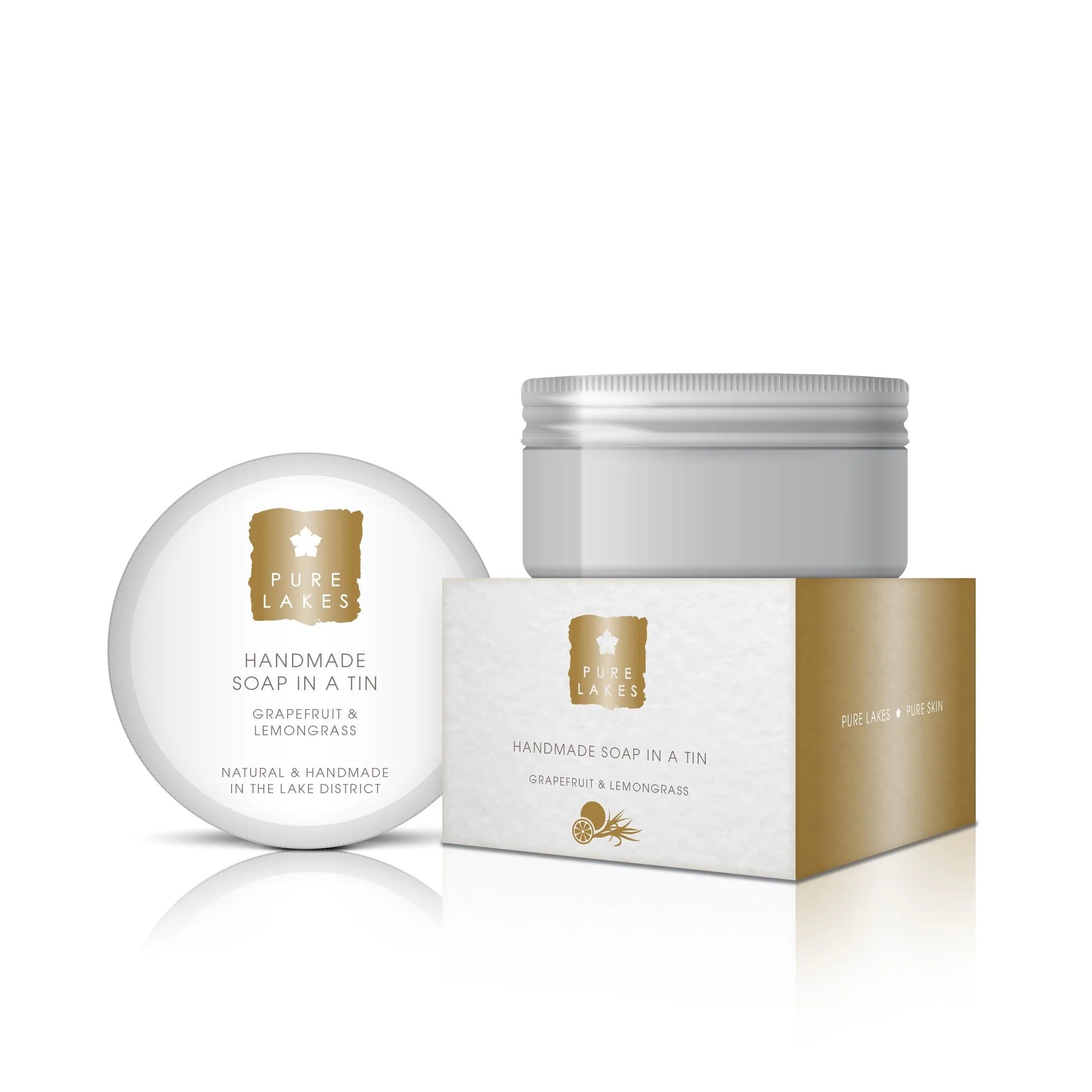 Pure Lakes Grapefruit & Lemongrass Handmade Soap in a Tin 70g - Bath & Shower - British D'sire Main image