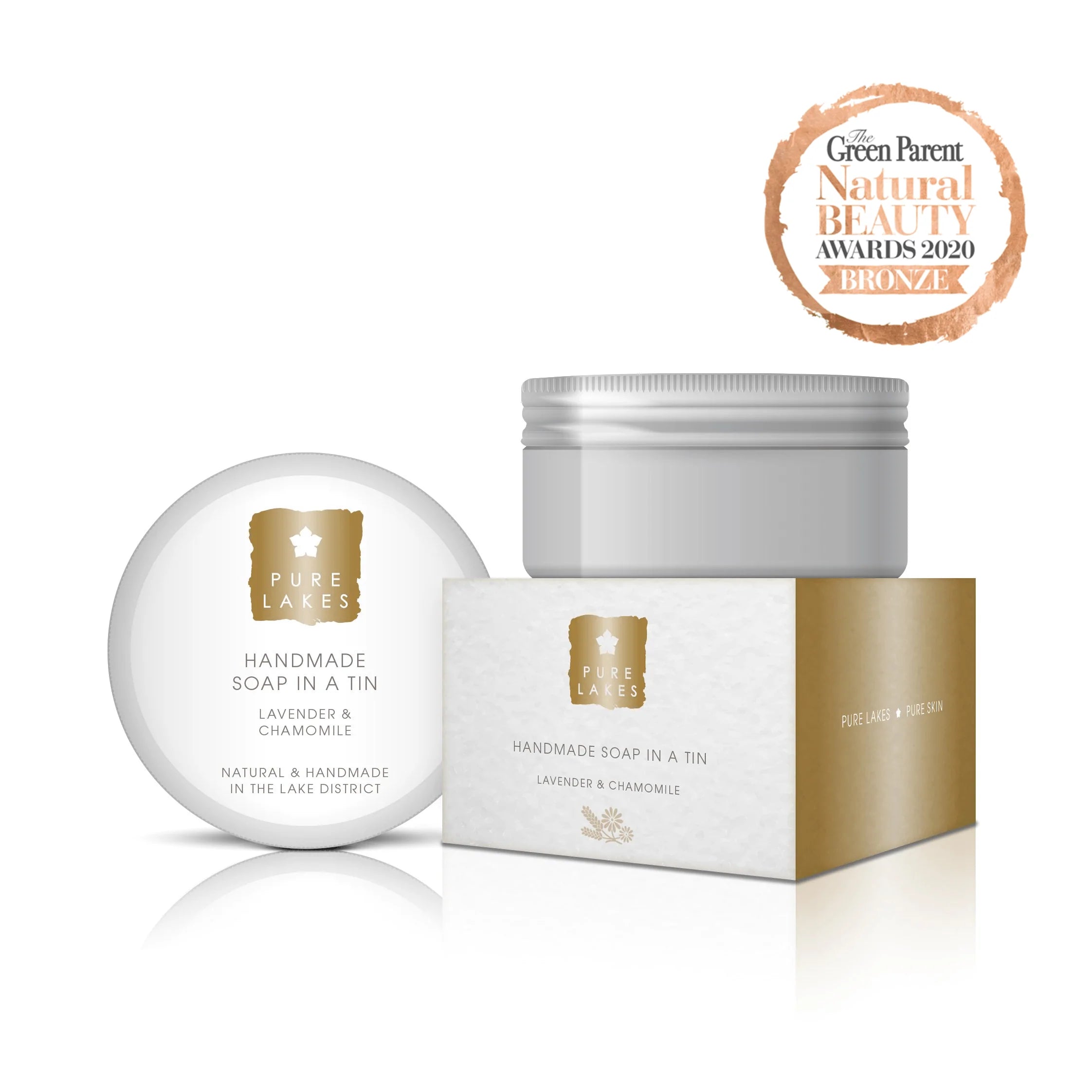 Pure Lakes Lavender & Chamomile Handmade Soap in a Tin 70g - Bath & Shower - British D'sire Main image