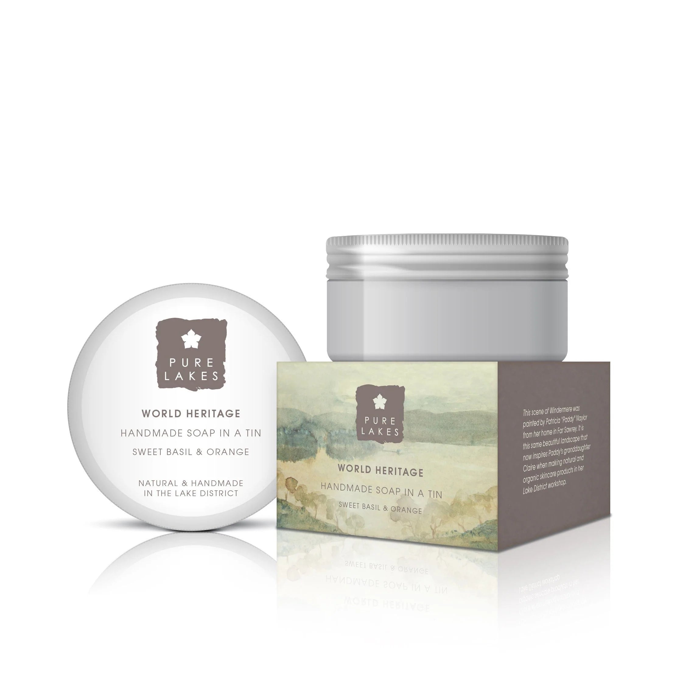 Pure Lakes Sweet Basil & Orange Handmade Soap in a Tin 70g - Bath & Shower - British D'sire Main image