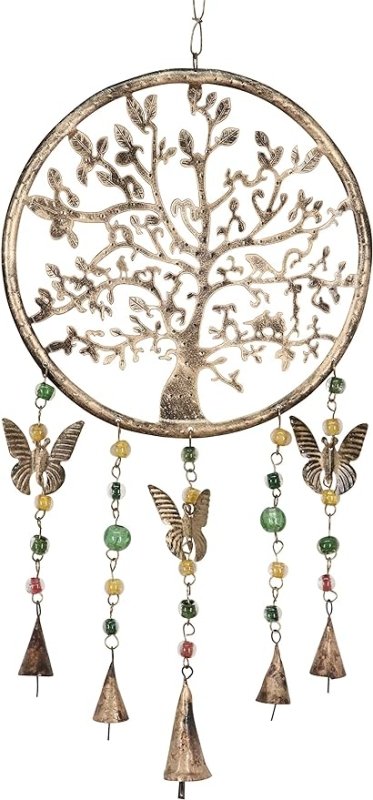 Purity Style Tree of Life Hanging Windchime/Mobile with Bells, Beads and Butterflies - British D'sire Main image