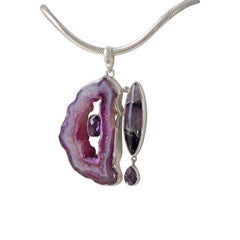 Purple Agate and Banded Amethyst Statement Pendant - Necklaces & Pendants - British D'sire