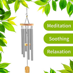 QMAHA Outdoor Wind Chimes, Metal 6 Tubes Wind Chimes for Outdoor Hanging, Decorative Wind Chimes for Balcony, Garden,65 cm - British D'sire