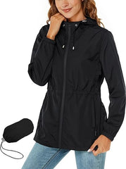 Rapbin Raincoat Women Waterproof Jacket | Lightweight Rain Coats | Outdoor Rain Trench Coat Packable Hooded Raincoats with Pocket - Women's Coat - British D'sire