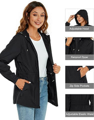Rapbin Raincoat Women Waterproof Jacket | Lightweight Rain Coats | Outdoor Rain Trench Coat Packable Hooded Raincoats with Pocket - Women's Coat - British D'sire