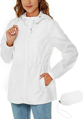 Rapbin Raincoat Women Waterproof Jacket | Lightweight Rain Coats | Outdoor Rain Trench Coat Packable Hooded Raincoats with Pocket - Women's Coat - British D'sire