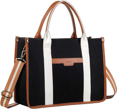 RAVUO Laptop Bag for Women, 15.6 Inch Large Canvas Tote Bag Ladies Teacher Purse and Handbag With Detachable Shoulder Strap. - British D'sire