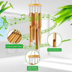 RDUTUOK Bamboo Wind Chimes Memorial Gifts - Wood Wind Chime - Large Indoor Outdoor Wooden - 81cm Wind Chimes for Garden, Yard,Patio and Home Décor - British D'sire