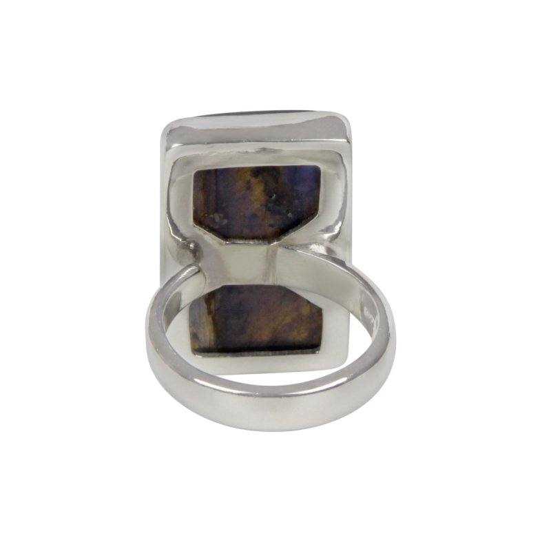 Rectangular Chunky Labradorite Sterling Silver Ring - Rings - British D'sire