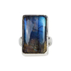 Rectangular Chunky Labradorite Sterling Silver Ring - Rings - British D'sire