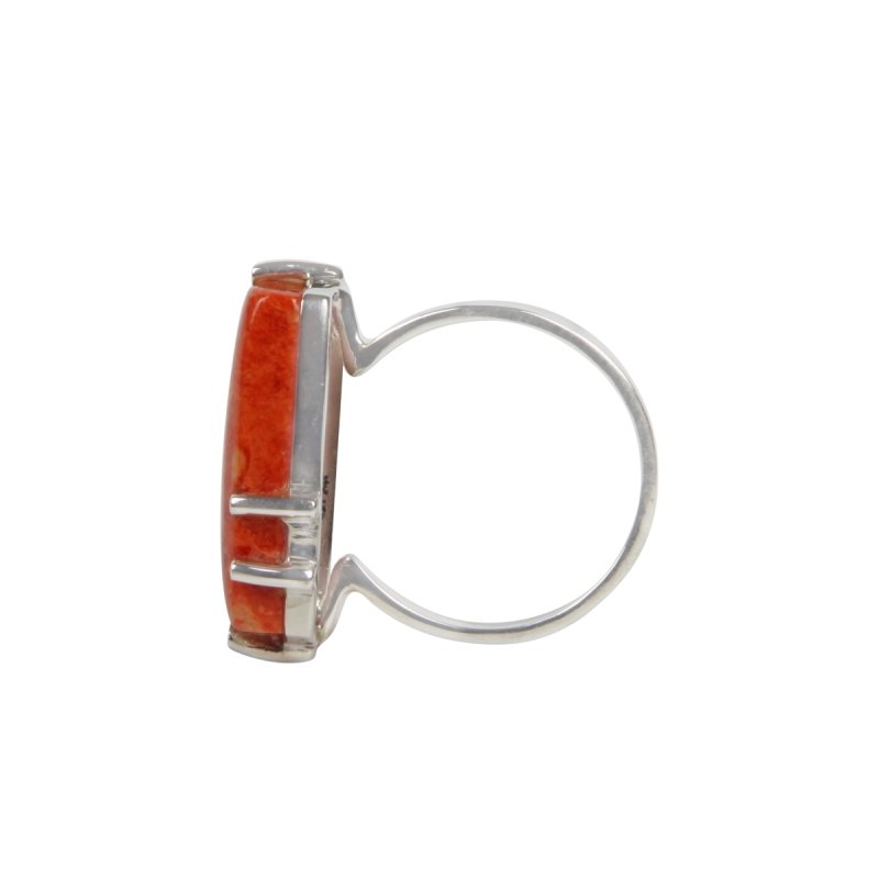 Rectangular Shaped Beautiful Sponge Coral Sterling Silver Ring - Rings - British D'sire