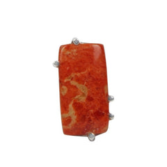 Rectangular Shaped Beautiful Sponge Coral Sterling Silver Ring - Rings - British D'sire