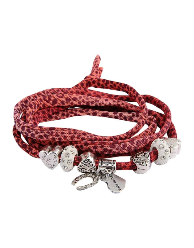 Red Leopard Print Friendship Bracelet with Charms - Bracelets - British D'sire
