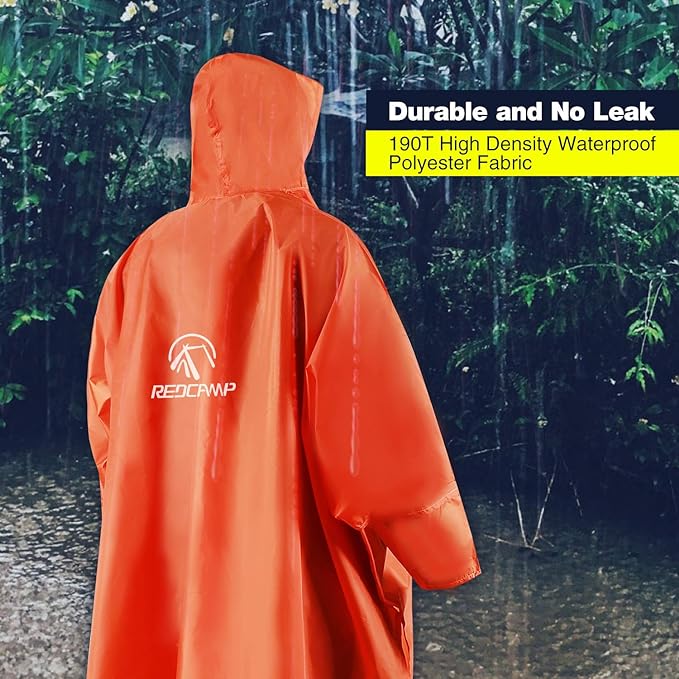 REDCAMP Rain Poncho for Adult, Plus Size Rain Coat with Hoods and Sleeves for Men Women Camping Hiking Cycling - Coats & Jackets - British D'sire