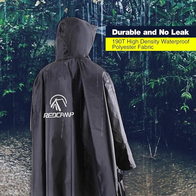 REDCAMP Rain Poncho for Adult, Plus Size Rain Coat with Hoods and Sleeves for Men Women Camping Hiking Cycling - Coats & Jackets - British D'sire