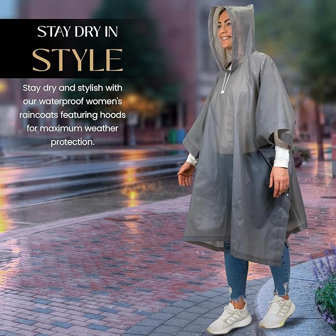 REDSTAR 2 Pack of Rain Poncho Waterproof Adult Raincoats - Waterproof Rain Coats for Men or Ladies Raincoat - Reusable Waterproof Poncho Festival Accessories - Waterproof Ponchos Adults Rain Coat - British D'sire Main image
