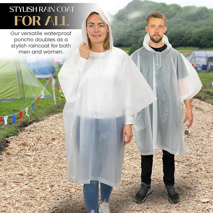 REDSTAR 2 Pack of Rain Poncho Waterproof Adult Raincoats - Waterproof Rain Coats for Men or Ladies Raincoat - Reusable Waterproof Poncho Festival Accessories - Waterproof Ponchos Adults Rain Coat - British D'sire