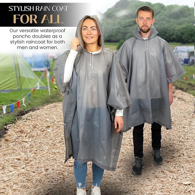 REDSTAR 2 Pack of Rain Poncho Waterproof Adult Raincoats - Waterproof Rain Coats for Men or Ladies Raincoat - Reusable Waterproof Poncho Festival Accessories - Waterproof Ponchos Adults Rain Coat Secondary image