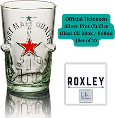 Roxley Heineken Silver Pint Glass X2 Lager Beer Glasses 2023 Edition - British D'sire