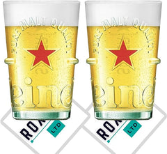 Roxley Heineken Silver Pint Glass X2 Lager Beer Glasses 2023 Edition - British D'sire