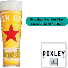 Roxley Pint Glasses Set Amstel Moretti Strongbow Heineken Blade Set Lager Beer Pint Glass Set x4 Man Cave Made in UK - British D'sire