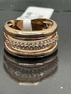 Jewellery Kingdom Ladies Cubic Zirconia Steel Chunky Rose Gold Ring Band