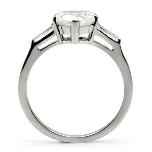 Jewellery Kingdom  Details about   ladies heart ring baguettes cz engagement ladies silver stainless steel new 027