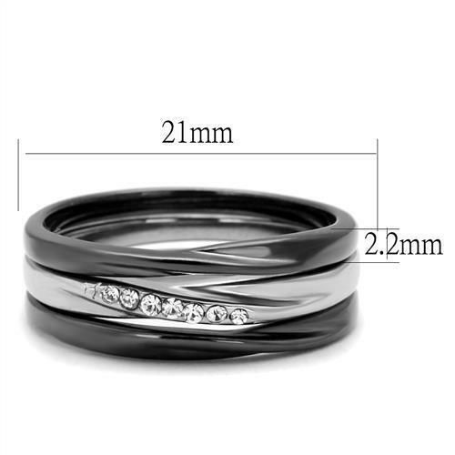 Jewellery Kingdom  Black stacking bands ring cz stainless steel wedding ladies 3 pieces new 1340 - Jewelry Rings - British D'sire