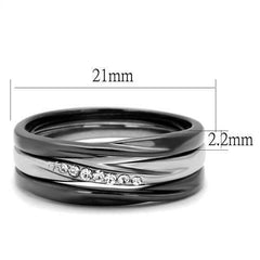 Jewellery Kingdom  Black stacking bands ring cz stainless steel wedding ladies 3 pieces new 1340 - Jewelry Rings - British D'sire