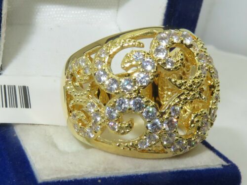 Jewellery Kingdom  Details about   Ladies gold ring cz dome 18kt pave comfort cocktail new pretty open sale 070