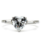 Jewellery Kingdom  Details about   ladies heart ring baguettes cz engagement ladies silver stainless steel new 027