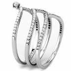 Jewellery Kingdom Ladies Wishbone Stacking Bands Engagement Ring Set (Silver) - Jewelry Rings - British D'sire