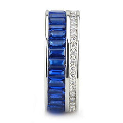 Jewellery Kingdom  Details about   Ladies sapphire band ring emerald blue 8mm silver cz rhodium full eternity 1568