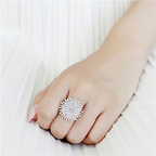 Jewellery Kingdom Womens Flower Simulated Diamond Stainless Steel Statement Ring