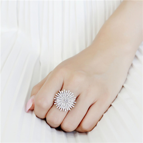 Jewellery Kingdom Womens Flower Simulated Diamond Stainless Steel Statement Ring