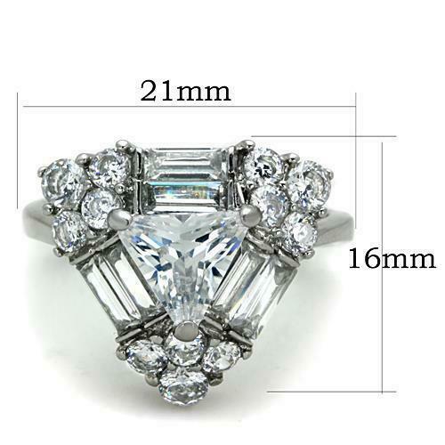 Jewellery Kingdom Cubic Zirconia Carat Stainless Steel Triangle Ladies Trillion Ring (Silver) Secondary image