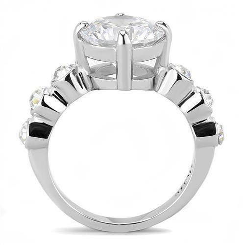 Jewellery Kingdom Ladies 5 Carat Ring Bezel Cz Stainless Steel Cubic Zirconia Silver Accents 3247