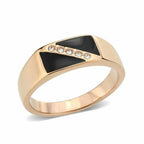 Jewellery Kingdom Signet Onyx Band Cubic Zirconia Men's Ring (Rose Gold) - Jewelry Rings - British D'sire