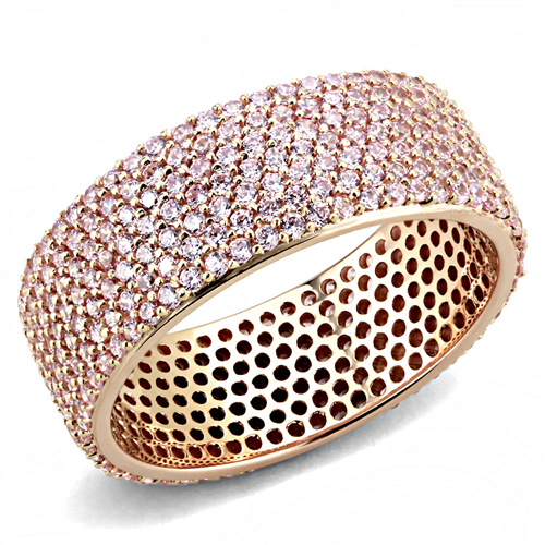 Jewellery Kingdom Full Eternity Sapphire Cubic Zirconia Ladies Ring (Silver Rose Gold & Pink) - Jewelry Rings - British D'sire Main image